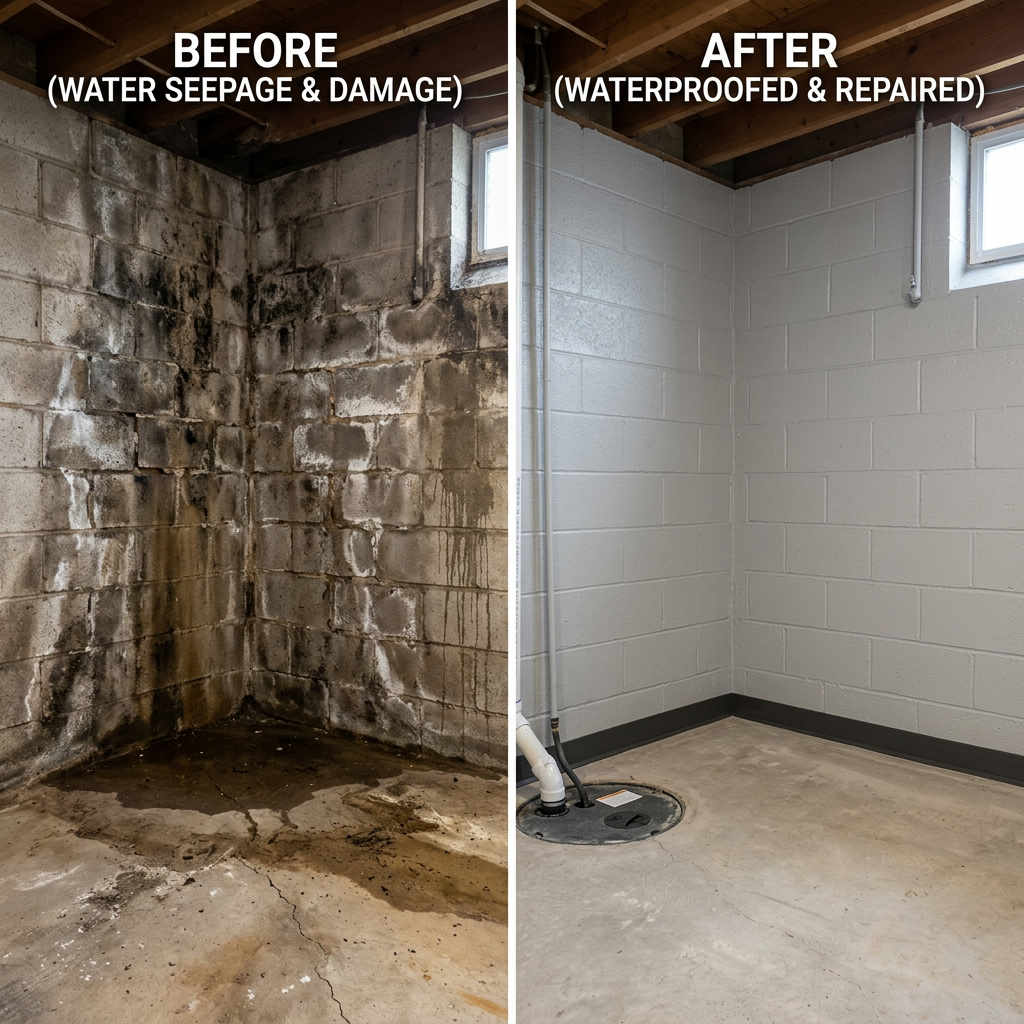 *Before and after waterproofing